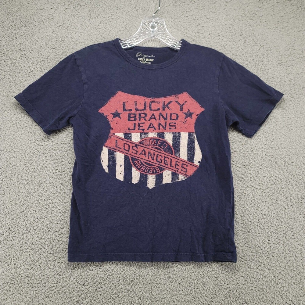 Lucky Brand shirt Youth Medium Graphic T-shirt Navy Los Angeles